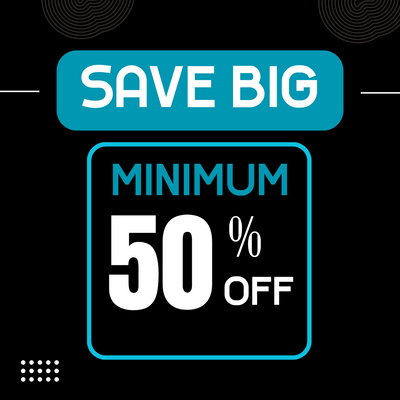 Save more than 50% on all the products.