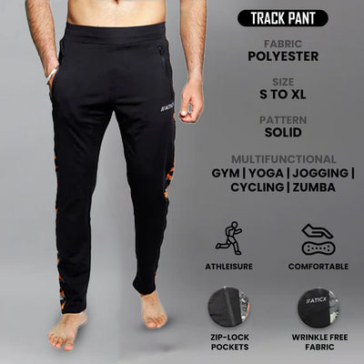 Men’s Slim Fit Polyester Track Pants (Orange)