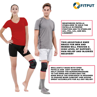 Adjustable Knee Cap Support Brace for Sports (1 Pair) | Gym | Running | Arthritis | Joint Pain Relief and Protection for Men and Women