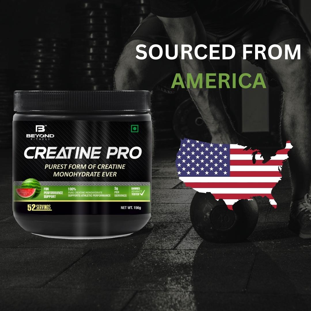 Beyond Fitness Creatine Pro-Supports Muscle Energy and Strength | 3000mg pure Creatine Monohydrate | Watermelon | 156gm with 400 ML Shaker Bottle