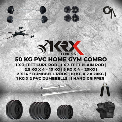 50 kg PVC Combo | Home Gym | ( 2.5 Kg x 4 = 10 Kg + 5 Kg x 4 = 20Kg + 10 Kg x 2 = 20Kg )