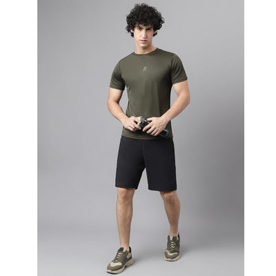 Men's Slim Fit Polyester Half Sleeve T Shirt (Elbait Green)
