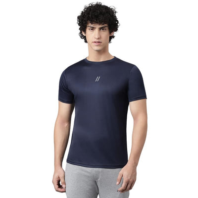 Men's Slim Fit Polyester Half Sleeve T Shirt (Cavansite Blue)