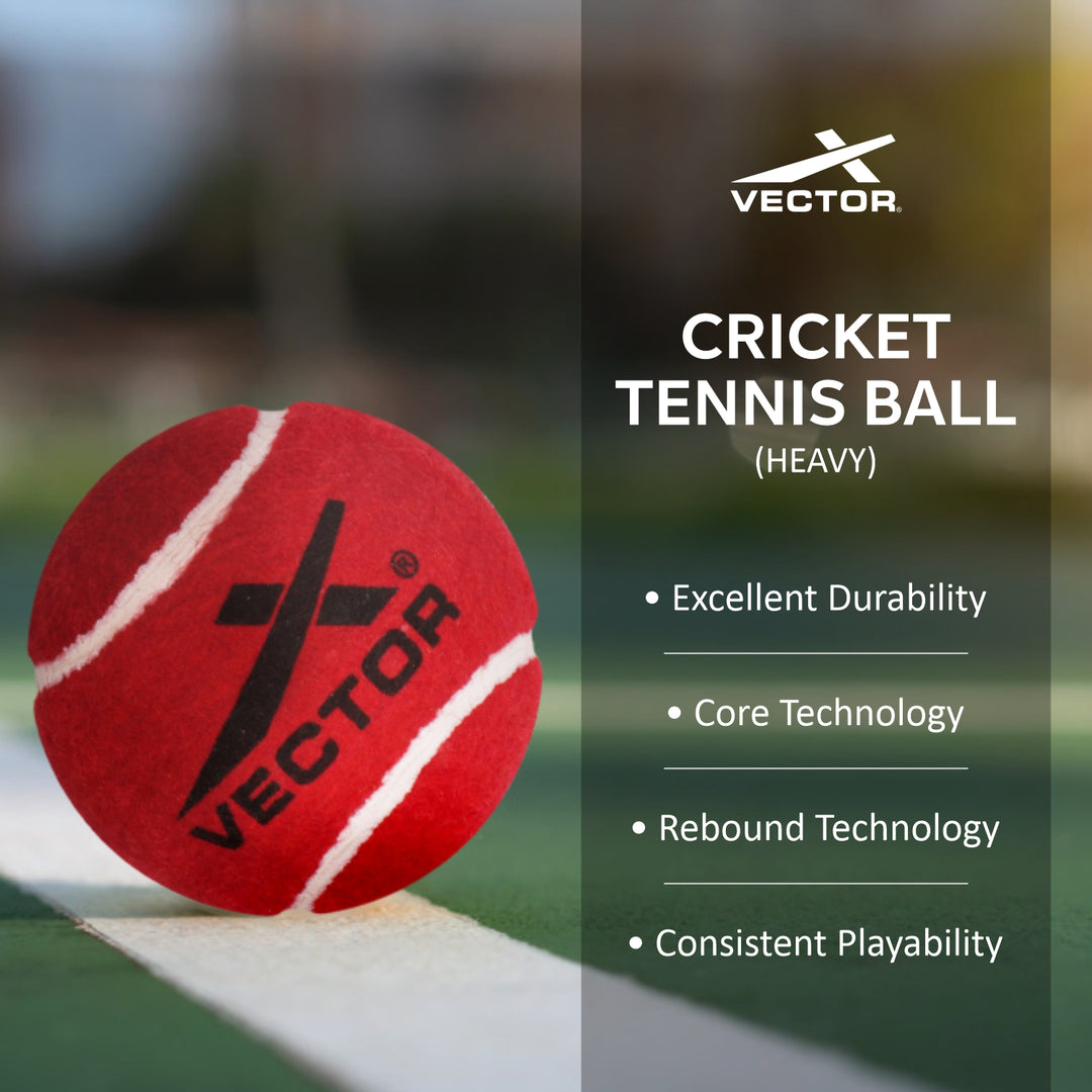 VECTOR X Heavy-Red Cricket Tennis Ball (Pack of 6)