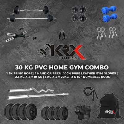 30 kg PVC Combo | Home Gym | (2.5 Kg x 4 = 10 Kg + 5 Kg x 4 = 20Kg )