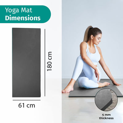 4mm Anti-Skid Yoga Mat with Strap and Carry Bag for Home Gym & Outdoor Workout Grey