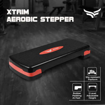 Aerobic Stepper for Cardio Workout Gym Stepper with 2 Height Adjustments - 10 & 15cm | 4 Anti-Skid Rubber Pads on Legs & Slip-Resistant Platform (Supports 250Kg Weight | 68 cm)