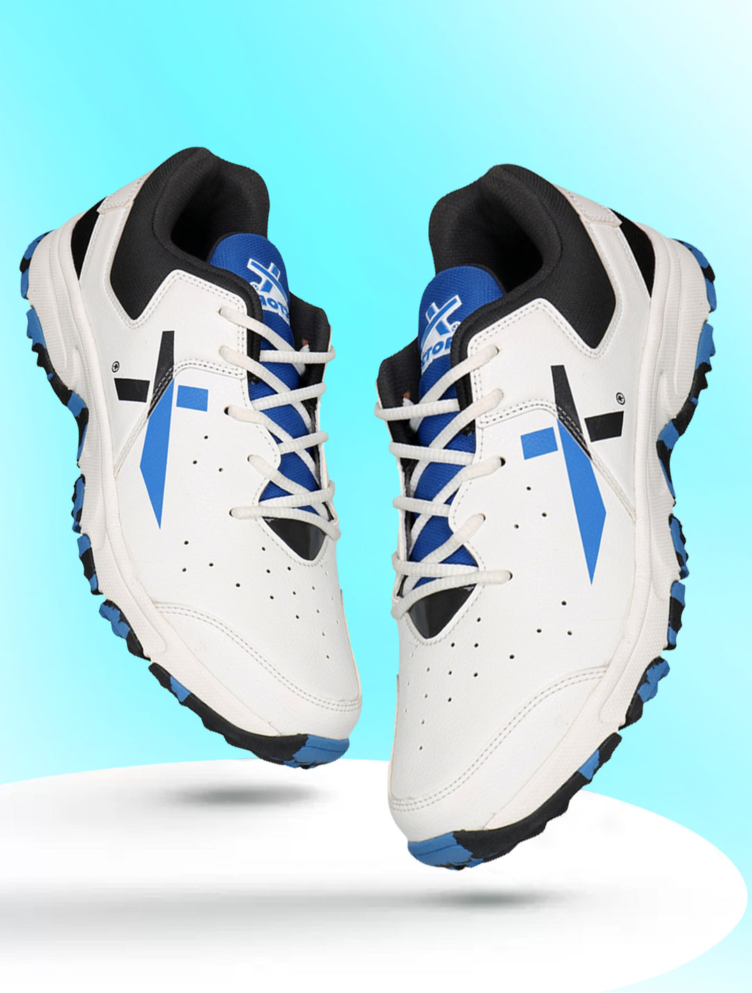 Ckt-500 Cricket Shoes For Men (White | Black | Blue)