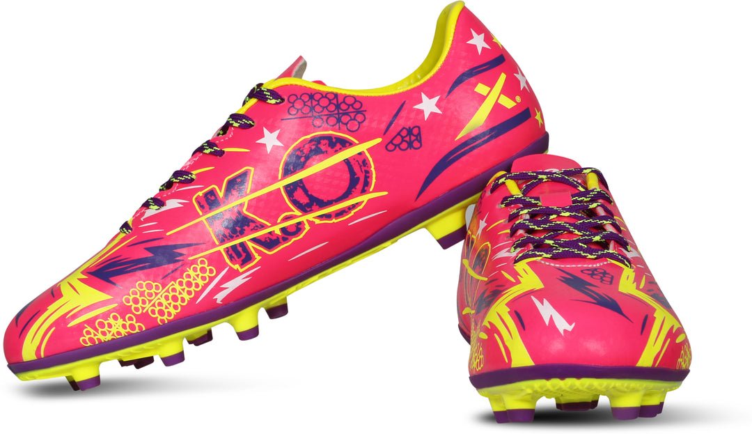 KNOCKOUT Football Shoes For Men (Pink | Yellow)