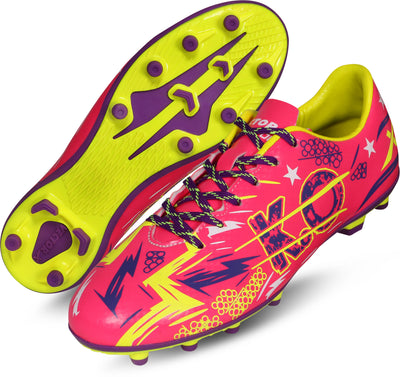 KNOCKOUT Football Shoes For Men (Pink | Yellow)