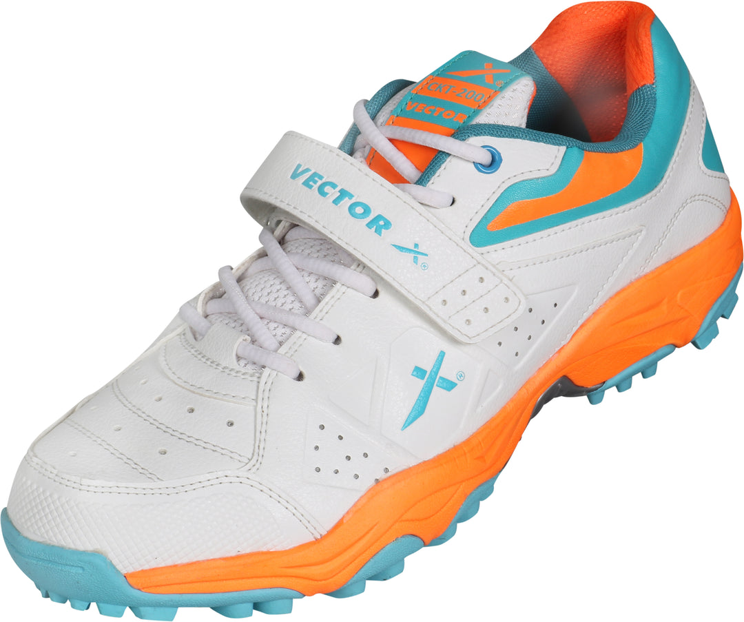 CKT-200 Cricket Shoes For Men (White | Orange)