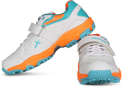 CKT-200 Cricket Shoes For Men (White | Orange)