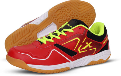 TRACKLE Badminton Shoes For Men (Red | Green)