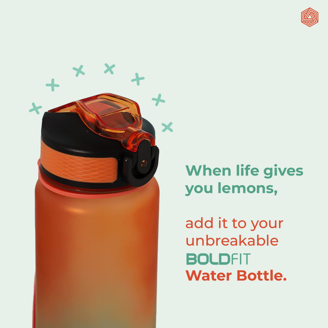 Boldfit 1 Litre Sipper Bottle For Adults, Kids Unbreakable Motivational Water Bottle Time Mark Sipper With Straw-Time For Office School Home Water Bottle for Kids -(Teal Orange)