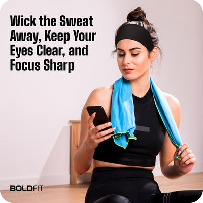 Boldfit Headband for Men & Women - Premium Head Band Strapless Sports Sweat Band for Gym, Runnig, Tennis, Badminton and Other Sports - Unisex Wearability Hair Band with Non-Slip & Quick Drying Head Bands for Long Hair