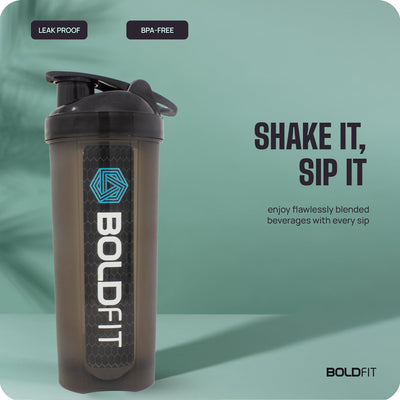 Boldfit Typhoon 700 ml Gym Shaker - Leakproof Shaker Bottle for Protein, Preworkout, and BCAA Shakes. BPA-Free Material, Ideal Gym Bottle for Men and Women.