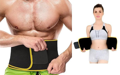 Neoprene Yellow Ab Trainer Waist Support Belt with Mobile Pocket | Stomach Back Exercise Tummy Body Wrap for Men & Women