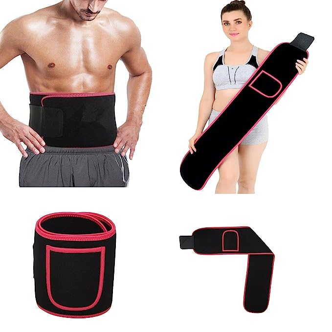 Neoprene Royal Pink Ab Trainer Waist Support Belt with Mobile Pocket | Stomach Back Exercise Tummy Body Wrap for Men & Women