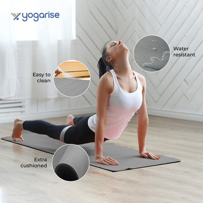 4mm Anti-Skid Yoga Mat with Strap and Carry Bag for Home Gym & Outdoor Workout Grey