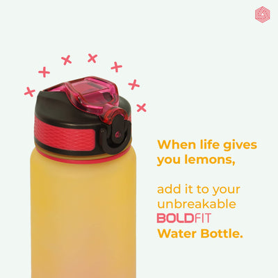 Boldfit 1 Litre Sipper Bottle For Adults, Kids Unbreakable Motivational Water Bottle Time Mark Sipper With Straw-Time For Office School Home Water Bottle for Kids -(Yellow Pink)