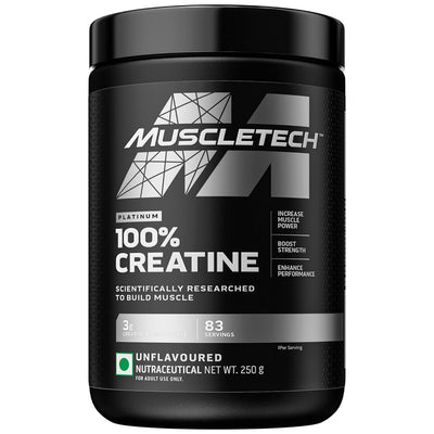 Muscletech Platinum 100% Creatine Powder (Unflavoured - 250 Gram, 83 Serves), Scientifically Researched to Build Muscle - Increase Muscle Power, Boost Strength & Enhance Performance