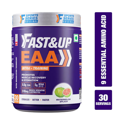 FAST&UP EAA Intra - Training/Workout drink (EAAx9) with BCAA+Electrolyte Blend+Vitamin Booster helps Muscle Recovery All 9 Essential Amino Acid-Pack of 30 servings,powder (Watermelon Splash), Purple