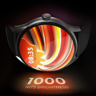 Vega 1.43" (3.6 cm) Super AMOLED Display | One-Tap Bluetooth Calling Smart Watch | 1000 Nits Brightness | Fast Charging | 24 * 7 Health Monitoring (Electric Black)