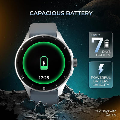Vega Neo 1.43” AMOLED Bluetooth Calling Smartwatch with 466 * 466 Pixel | 60 Hz Refresh Rate | 500 Nits | Always on Display | Health Tracking | 100+ Sports Modes (Silver Strap | 1.43)