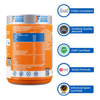 Fast&Up BCAA Advanced - 450 Gms, 30 Servings, (Cola Flavour) Informed Sport Certified BCAA that helps in Muscle Recovery & Endurance, BCAA (2:1:1) + Muscle Activators + Electrolytes