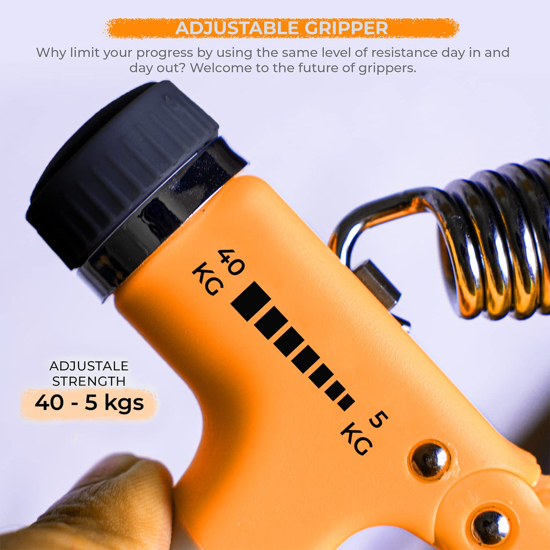 Boldfit Adjustable Hand Grip Strengthener, Hand Gripper for Men & Women for Gym Workout Hand Exercise Equipment - 10-40Kg ,Orange