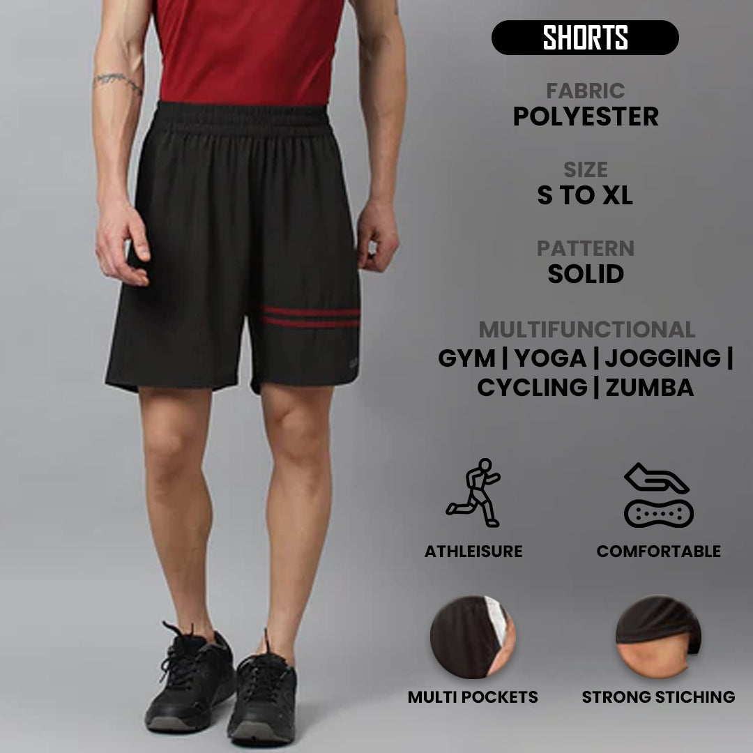 Men's Regular Fit Polyester Shorts (Black)