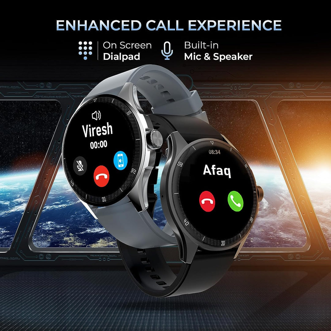 Vega Neo 1.43” AMOLED Bluetooth Calling Smartwatch with 466 * 466 Pixel | 60 Hz Refresh Rate | 500 Nits | Always on Display | Health Tracking | 100+ Sports Modes (Black Strap | 1.43)