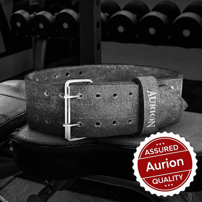 Sued Leather Powerlifting Gym Belt-Small | Weight Lifting Belt for Heavy Workout for Men & Women | Professional Heavy Weight Lifting Belt - Grey