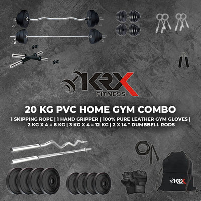 20 kg PVC Combo | Home Gym | (2 Kg x 4 = 8Kg + 3 Kg x 4 = 12 Kg)