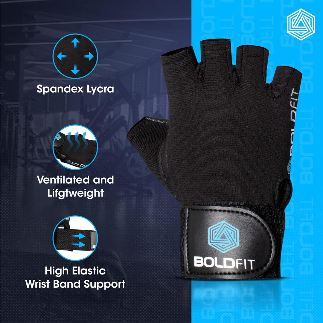 Boldfit Warrior Gym Gloves with Wrist Support - Ideal for Weightlifting, Gym Workouts, Training, Exercise, Cycling, and Other Sports.