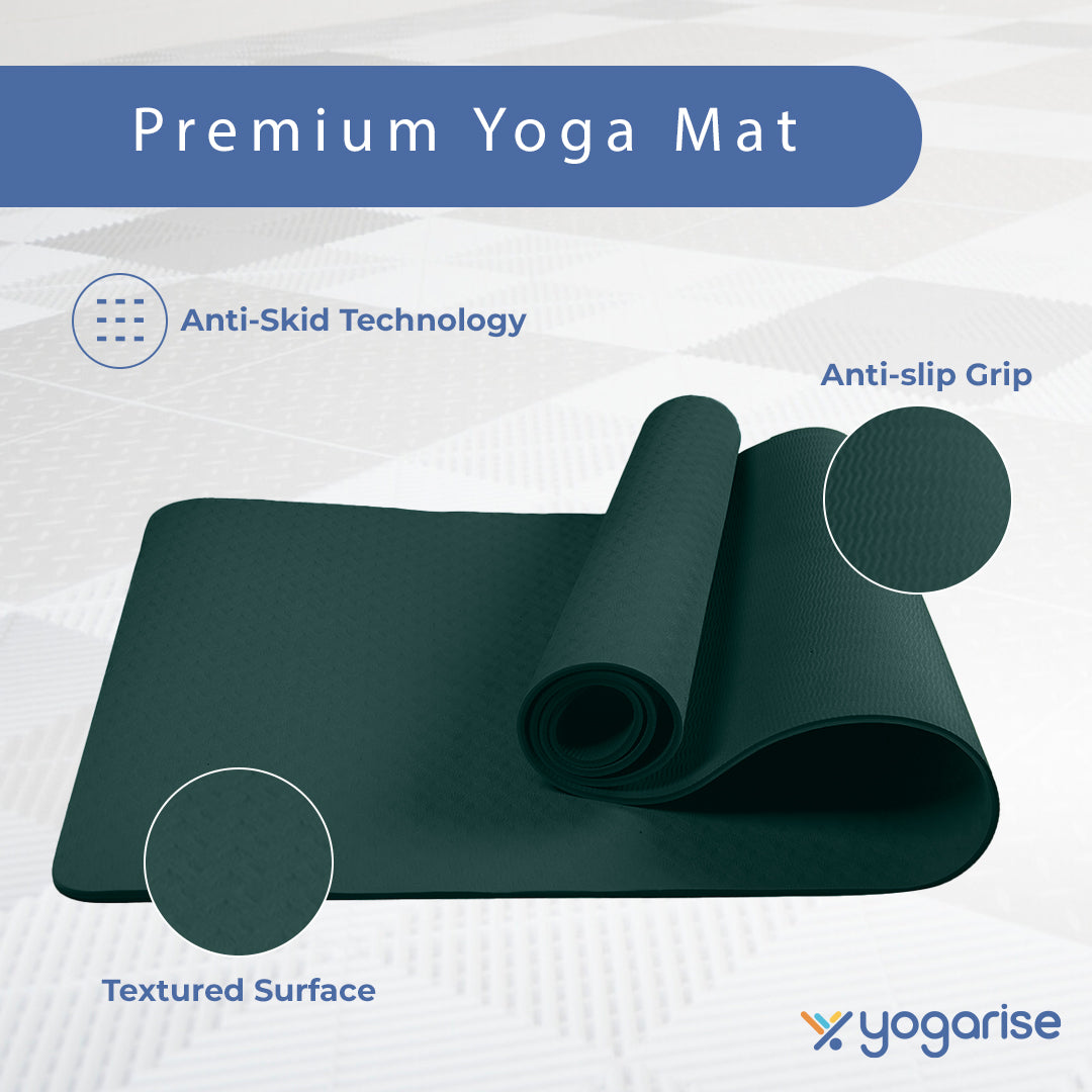 4mm Yoga Mat for Gym Workout & Flooring Exercise for Men and Women with Bag and Strap Green