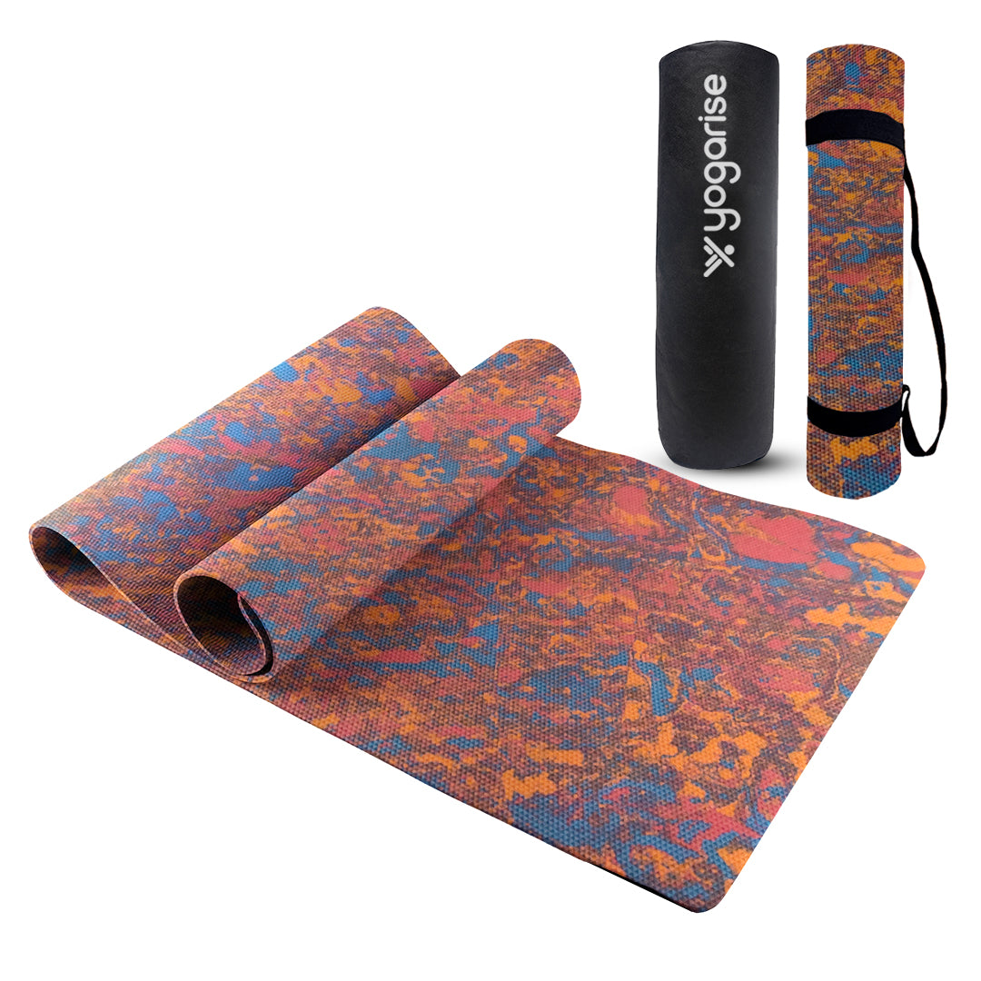 Non Slip Yoga Mat with Shoulder Strap and Carrying Bag (Marble | 4mm)
