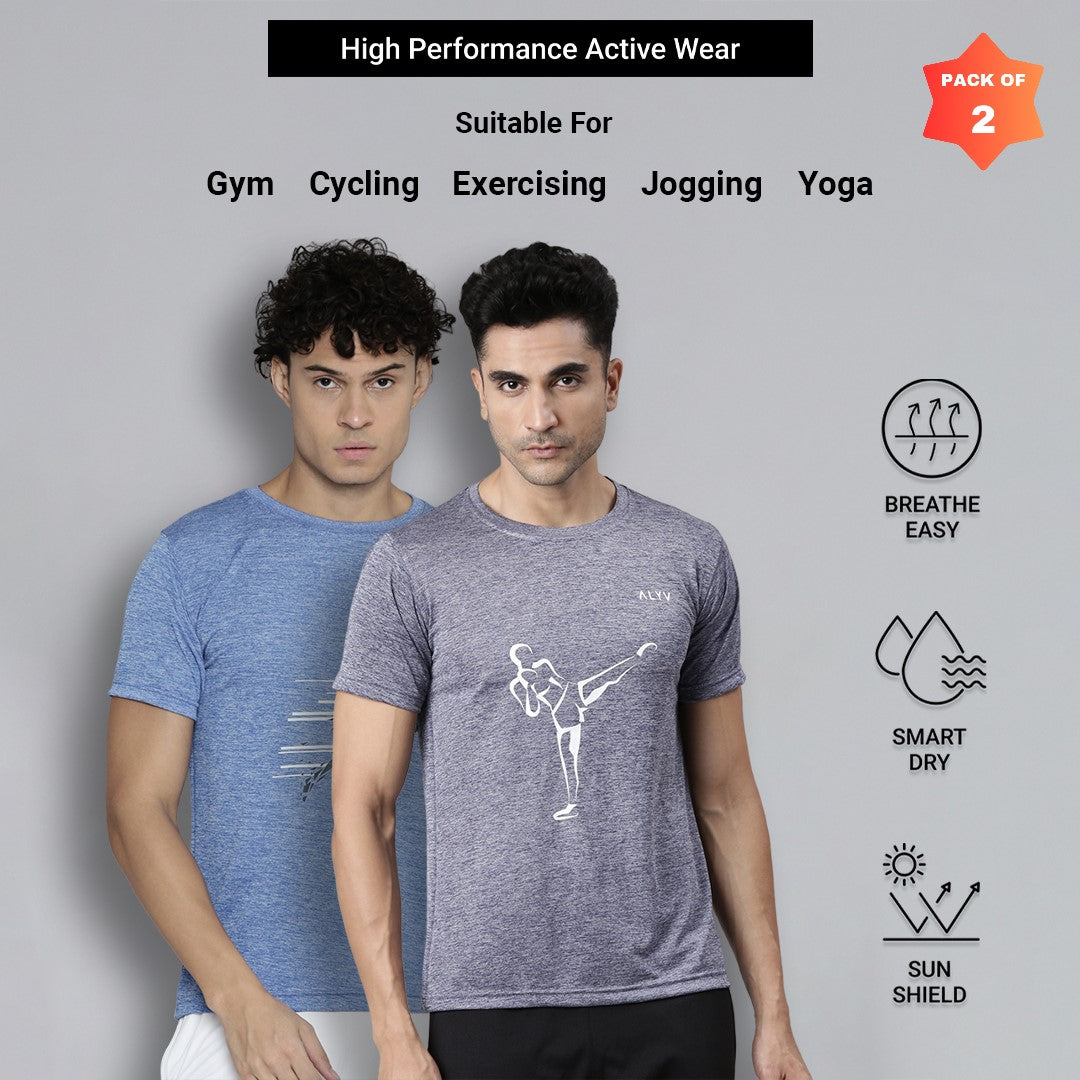 Men’s Max Performance Dry Fit T-shirt (Blue & Navy - Pack of 2)