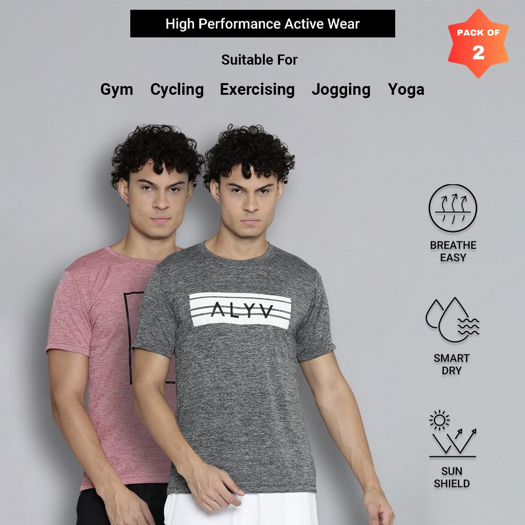 Men’s Max Performance Dry Fit T-shirt (Maroon & Charcoal - Pack of 2)