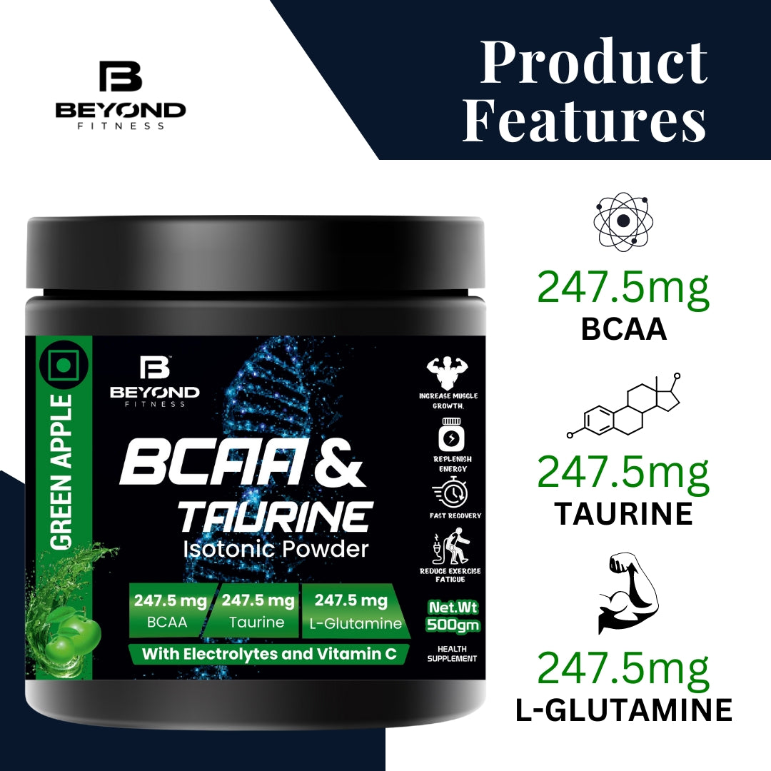 Beyond Fitness BCAA & TAURINE Isotonic Energy Drink With Electrolytes and vitamin c (Pack of 2) 1kg