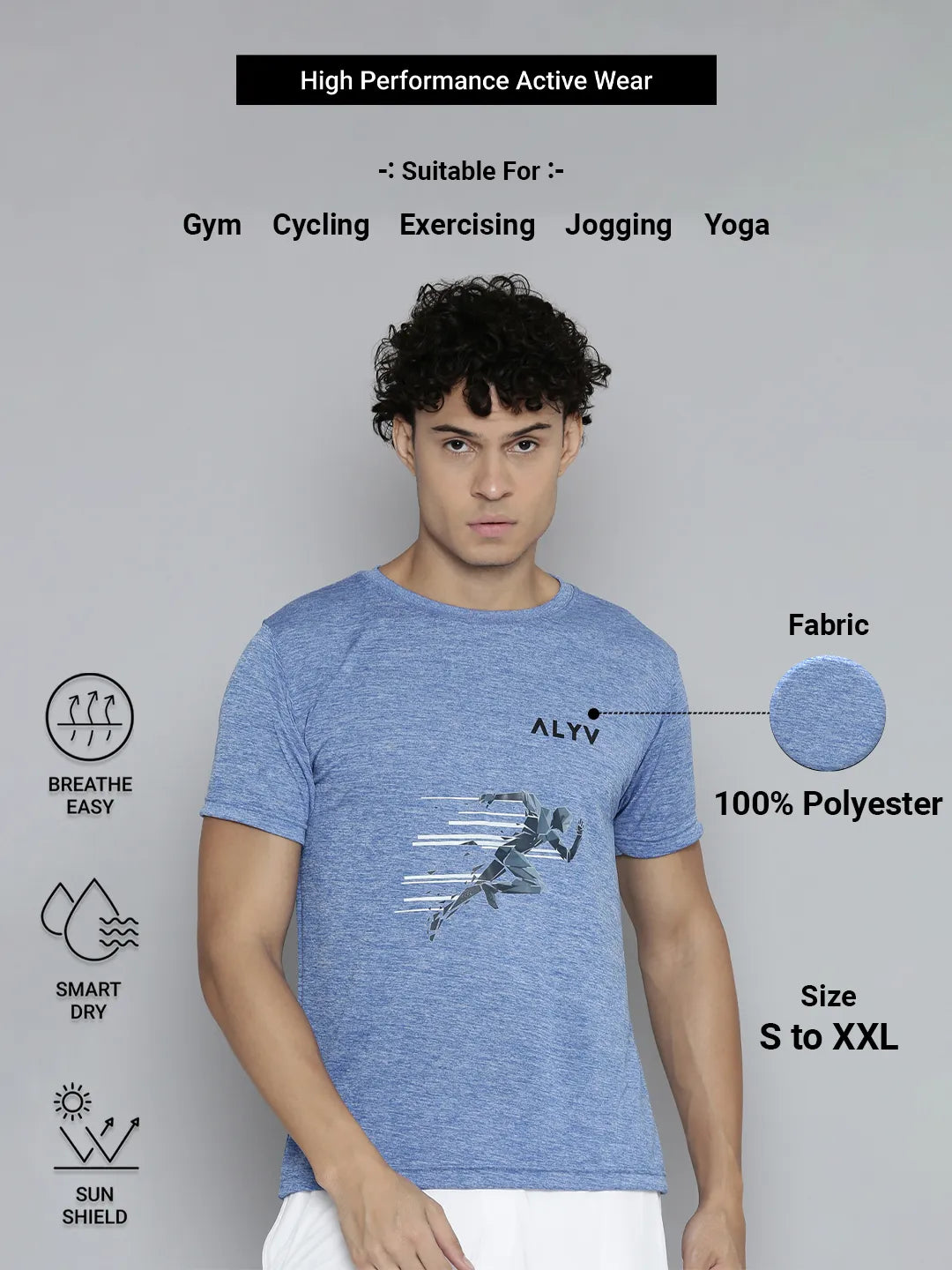 Men s Max Performance T shirt Dry Fit Blue KriyaFit