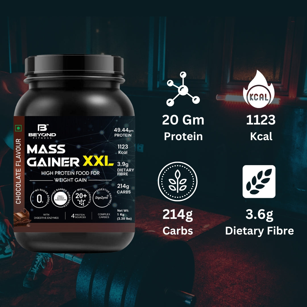 Beyond Fitness Mass Gainer XXL 2.2lbs with Digezyme & Creatine Pro 156gm | 3g pure Creatine Monohydrate Combo