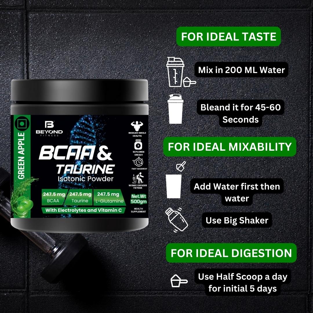 Beyond Fitness BCAA & TAURINE Isotonic Energy Drink With Electrolytes and vitamin c- 500gm