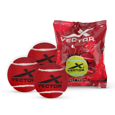 VECTOR X Heavy-Red Cricket Tennis Ball (Pack of 3)