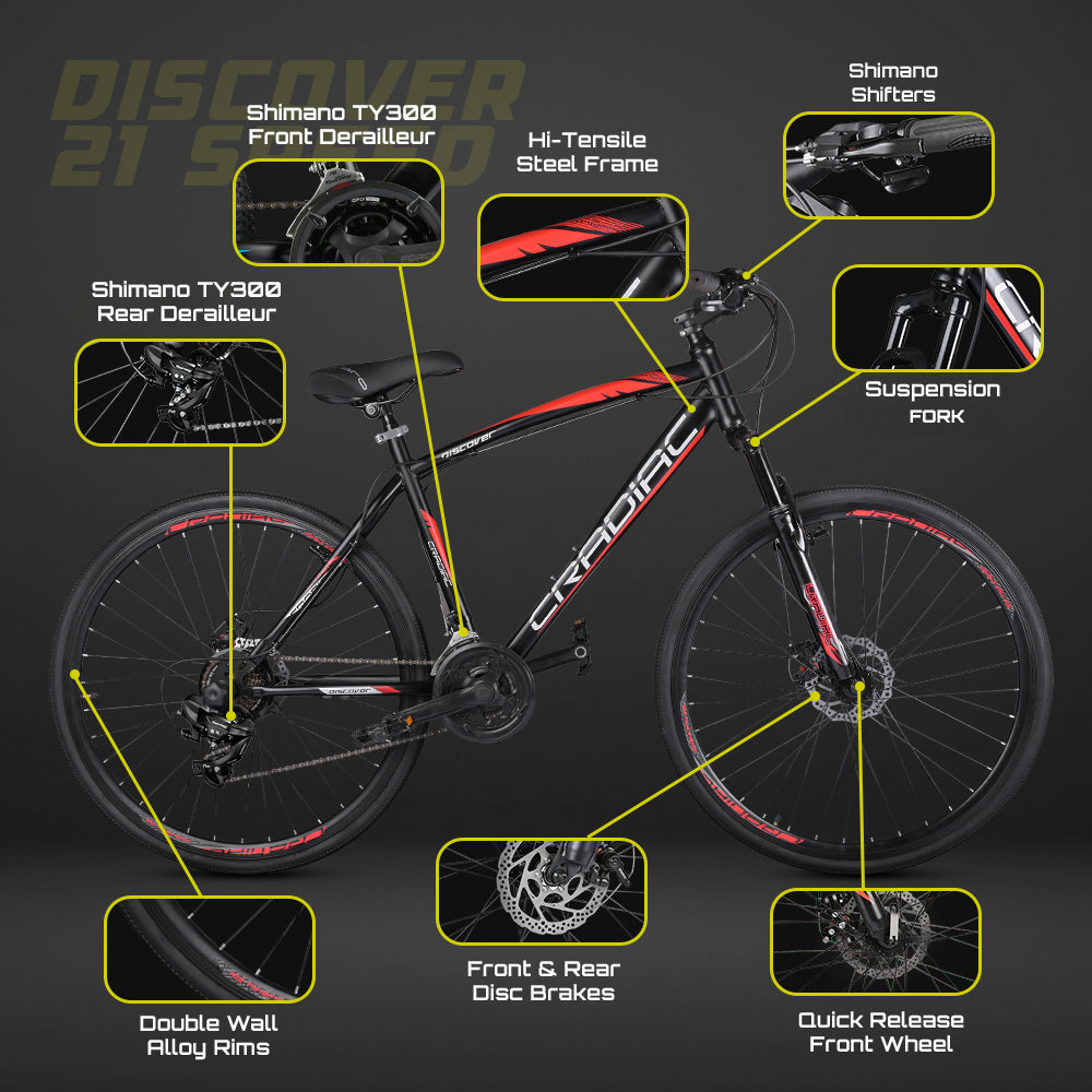 Discover Pro Shimano 700c T Hybrid Cycle/ City Bike (21 Gear | Black)