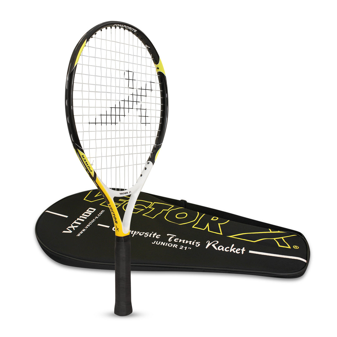 VXT-1100-21 White | Yellow Strung Tennis Racquet (Pack of: 1 | 350 g)