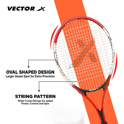 Vxt 520 27 inches Senior with full cover Strung Tennis Racquet Red Strung Tennis Racquet (Pack of: 1 | 280 g)