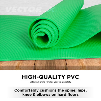 Non-Toxic Phthalate Free Best Quality and Anti slip PVC Eco Friendly 4 mm Yoga Mat (Green)