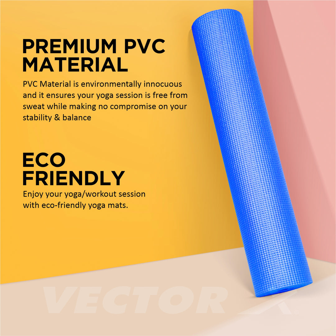 Non-Toxic Phthalate Free Best Quality and Anti slip PVC Eco Friendly 4 mm Yoga Mat (Navy)