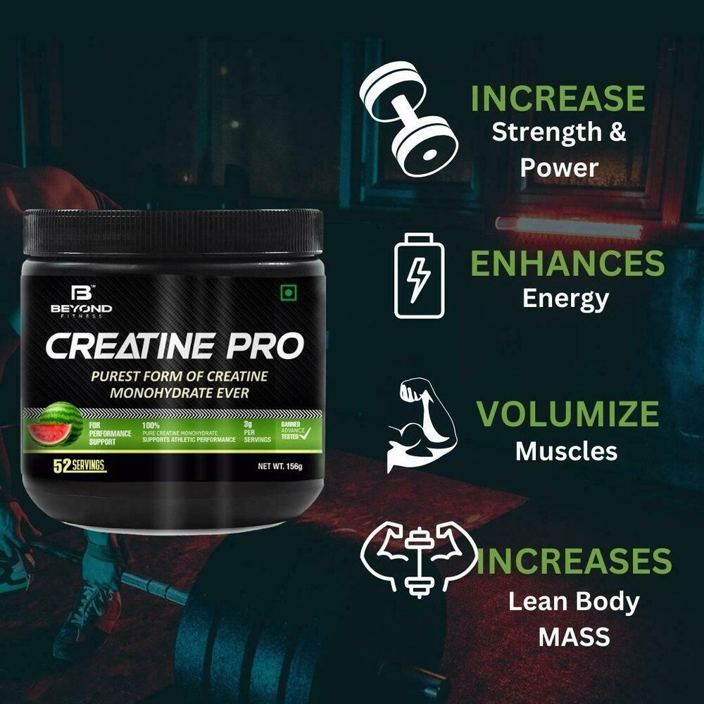 Beyond Fitness Creatine Pro-Supports Muscle Energy and Strength, 3000mg pure Creatine Monohydrate, Watermelon, 312gm (Pack of 2)